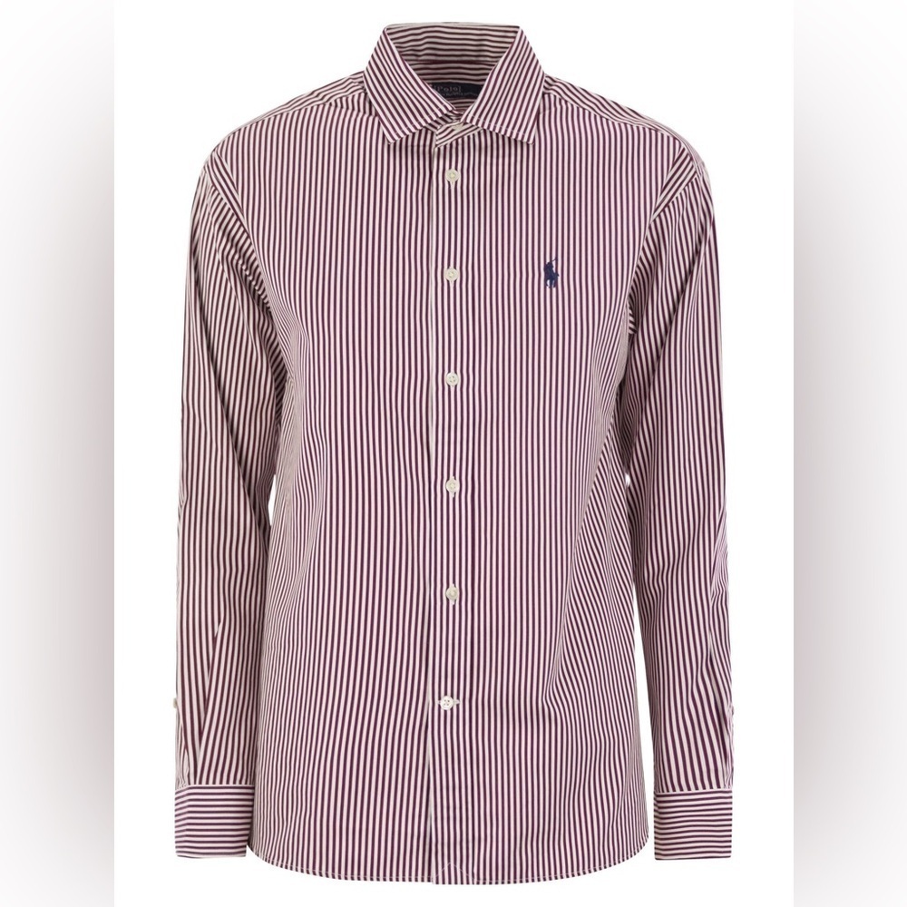 Ralph Lauren Men's XL Red Striped Button-Up Long-Sleeve Shirt Multicolor Casual